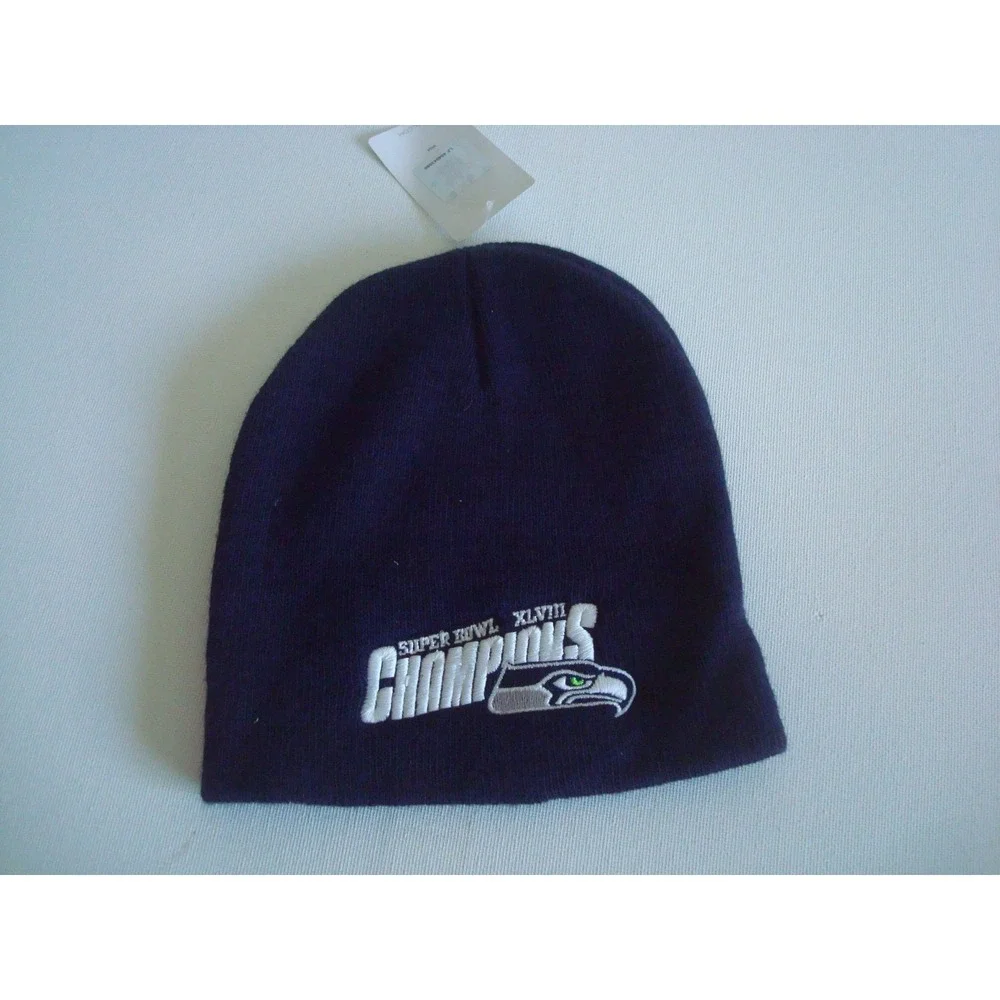 SEATTLE SEAHAWKS SUPER BOWL YOUTH BEANIE KNIT TOBOGGAN  ‎ Y2K CAP VINTAGE 00S
